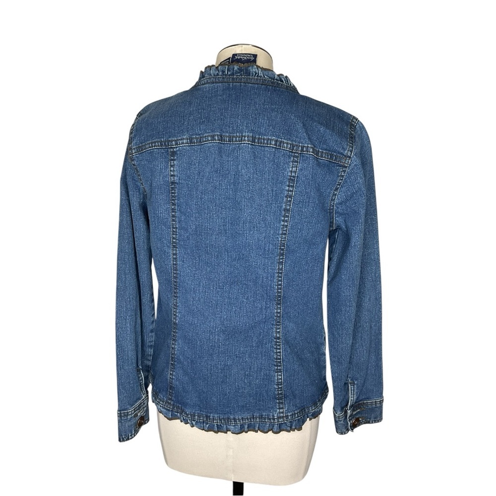 Gloria Vanderbilt Denim Jacket Small Ruffle Trim Button Front - Picture 3 of 5